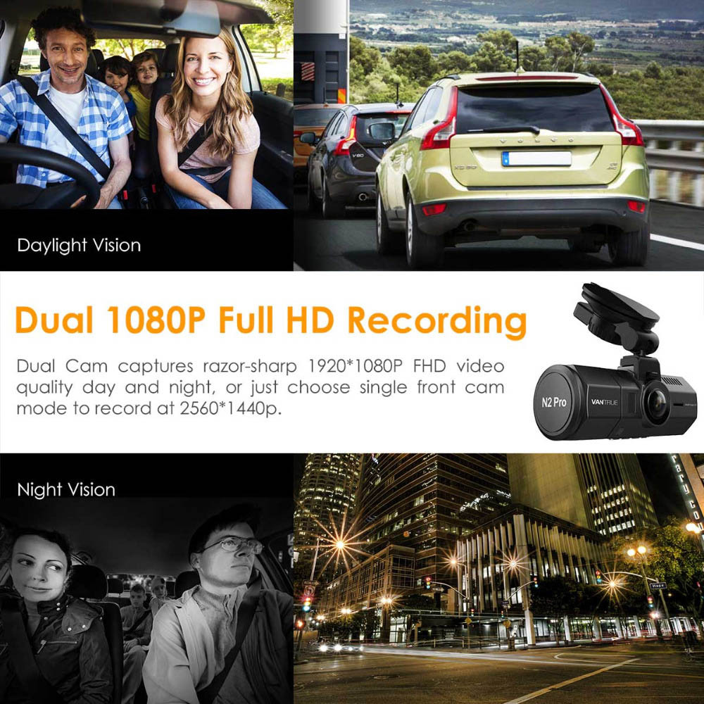 Vantrue N2 Pro Dual Lens Dual 1080p Dash Cam for Front and Inside