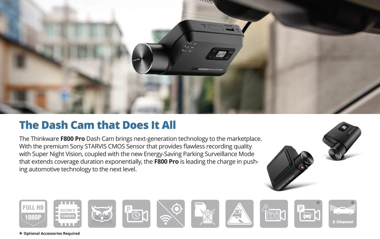 前後フルHDドラレコ Thinkware F800 PRO　256GB SD付 Thinkware F800 Pro Dashcam 1080p Full HD 2CH w/ Night Vision & GPS