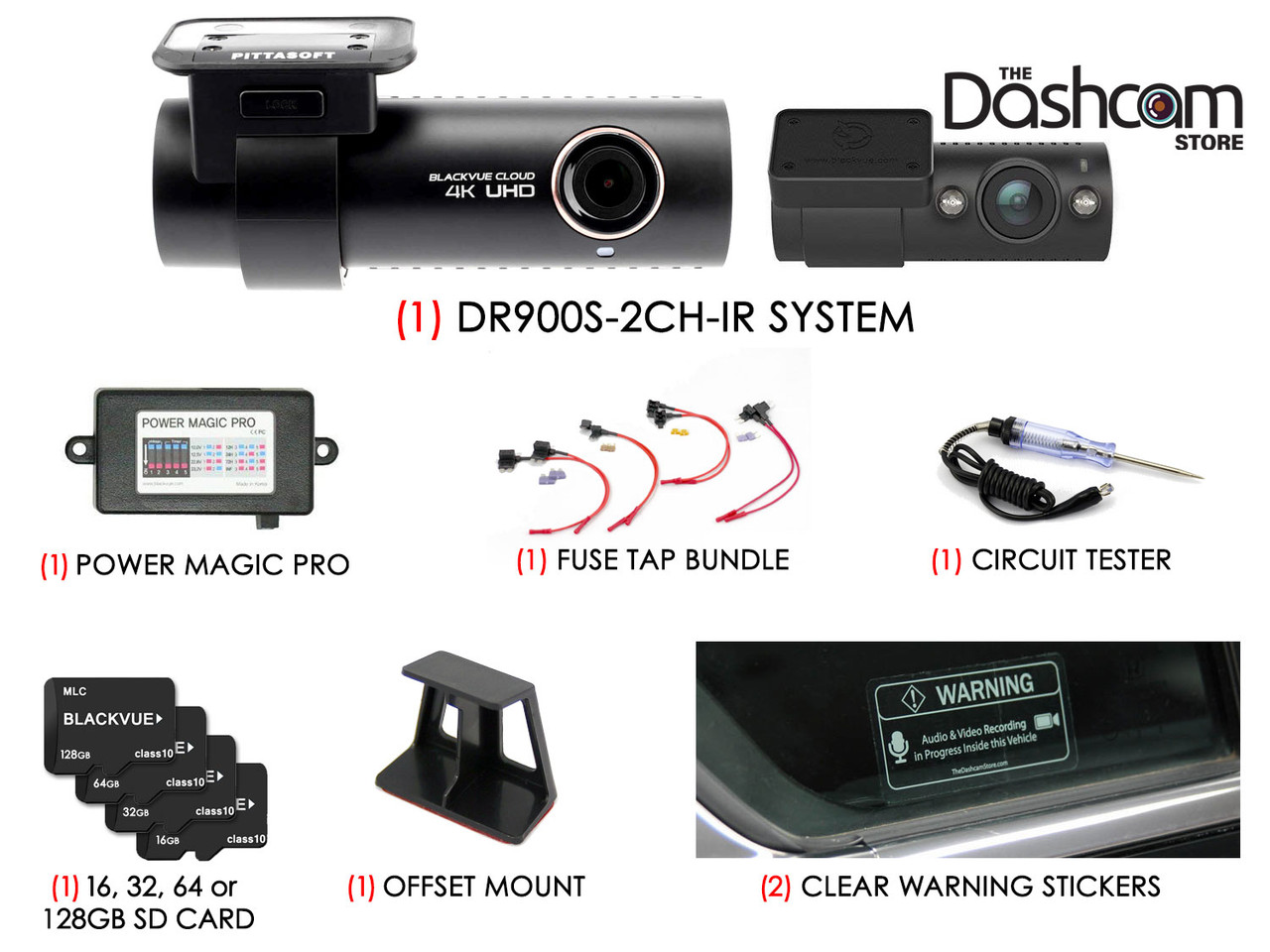 BlackVue DR900S-2CH-IR 4K IR Dashcam DIY Install Bundle