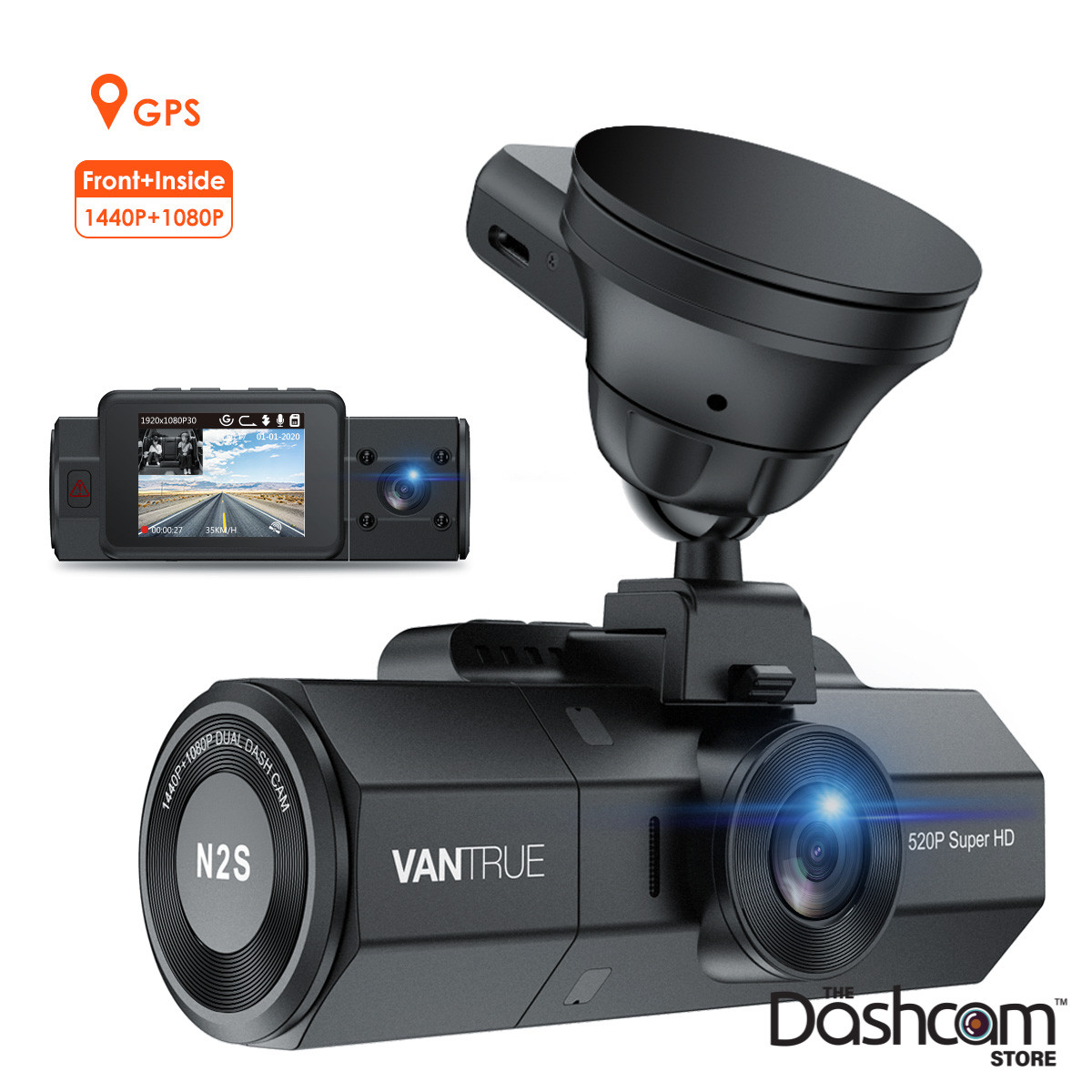 Vantrue N2S Dual Lens Dash Cam for Front & Inside Recording