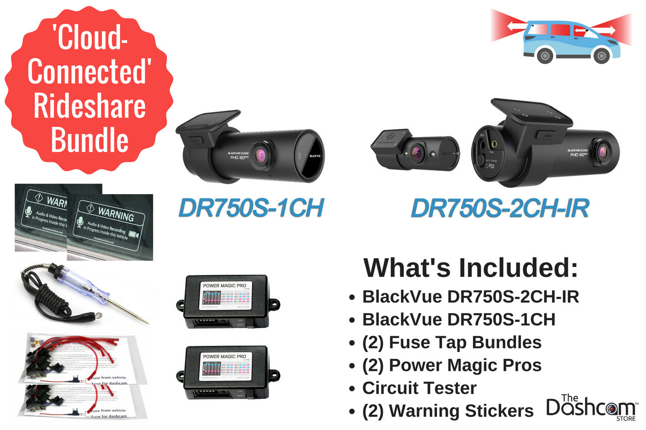 BlackVue DR750S-2CH-IR + DR750S-1CH | The Cloud-Connected Rideshare Dashcam  Bundle