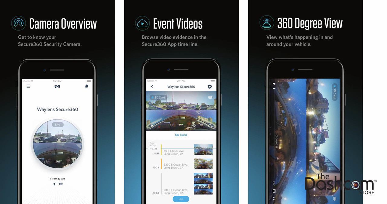 Waylens Secure360 Wi-Fi 360° dash cam with Wi-Fi and GPS at Crutchfield