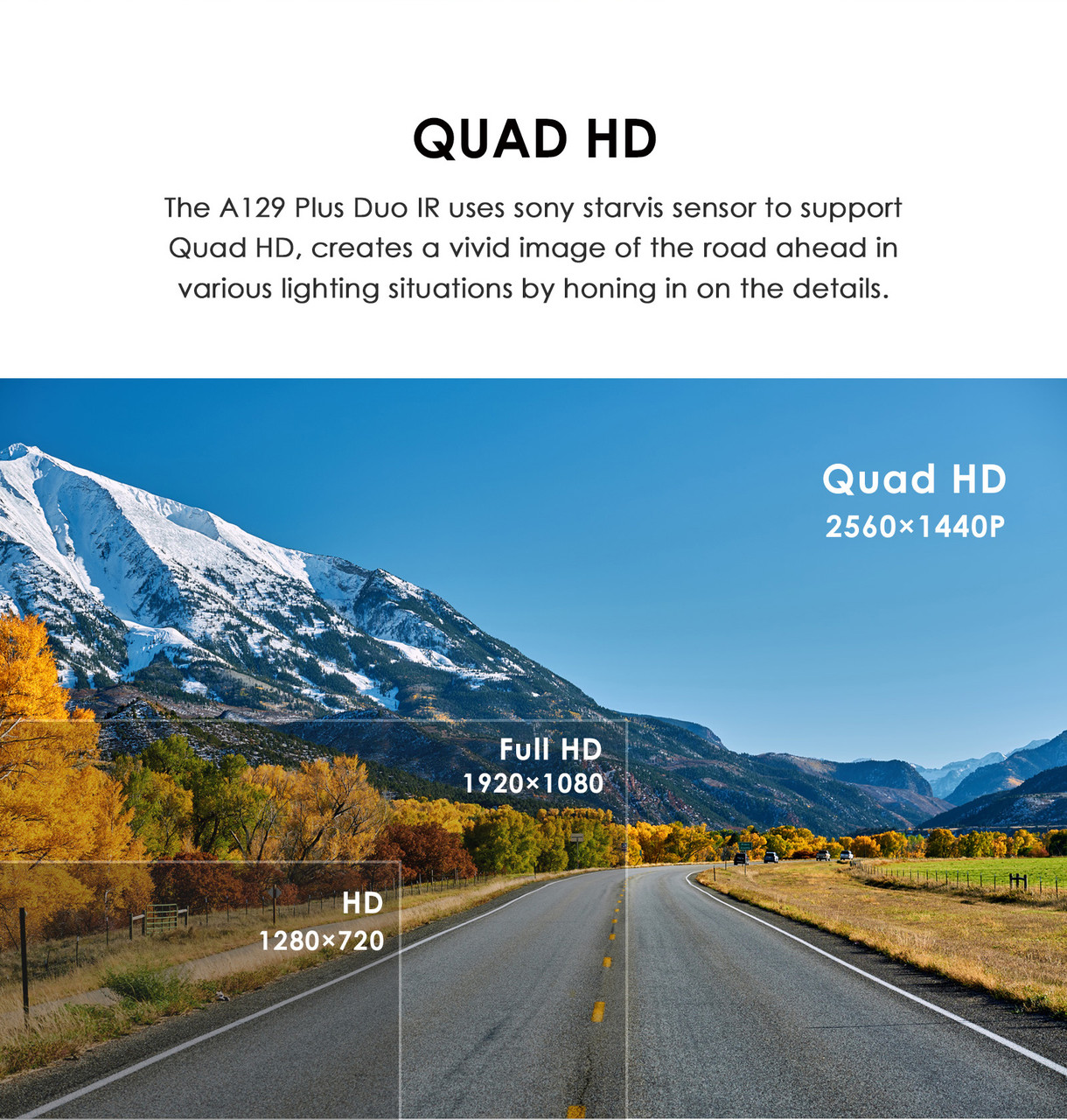 A129 PLUS DUO DUAL CHANNEL 2K (2560 x 1440) FRONT and 1080P (1920