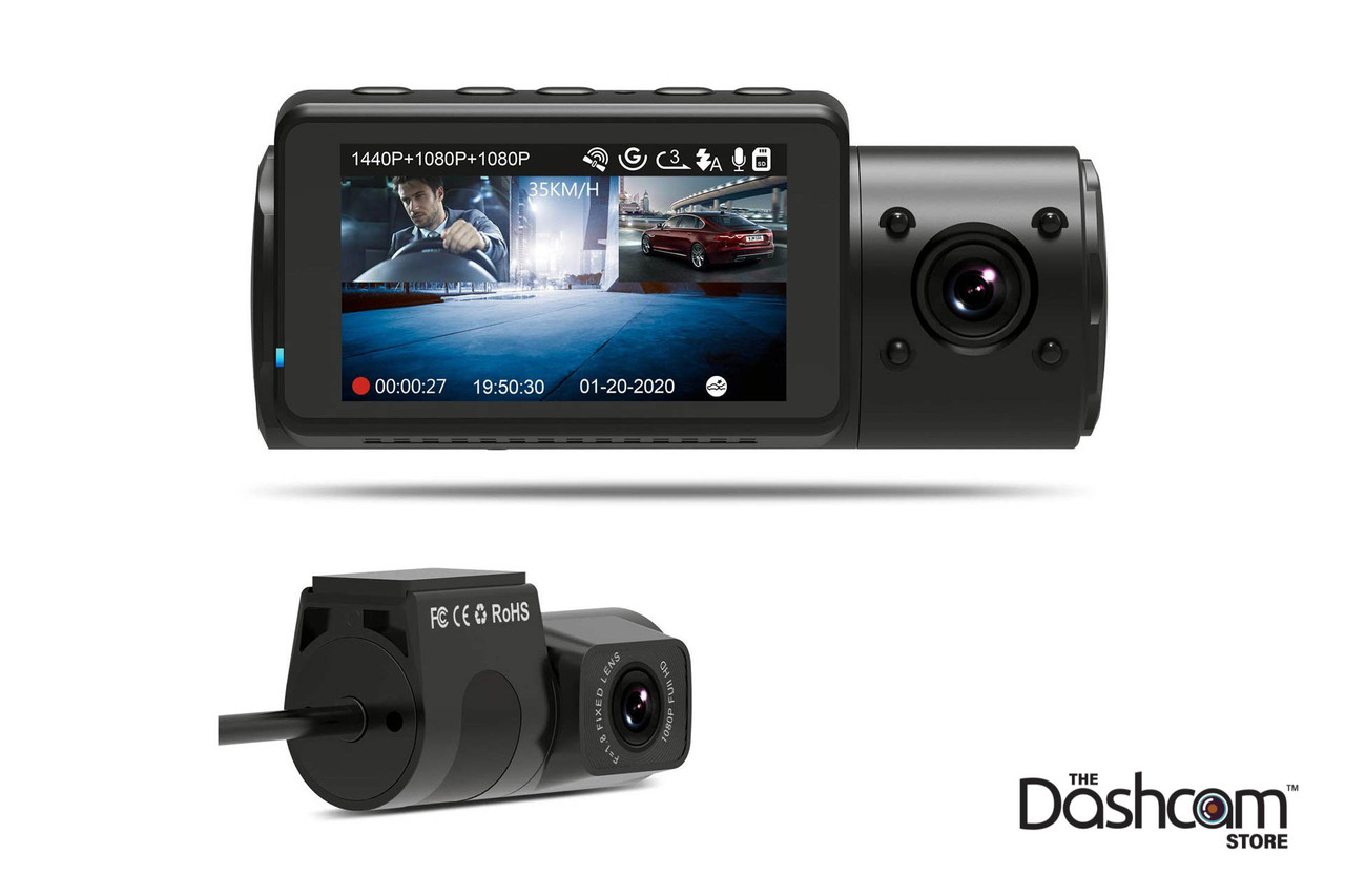  3 Channel Dash Cam Front and Rear Inside, 1080P Dash