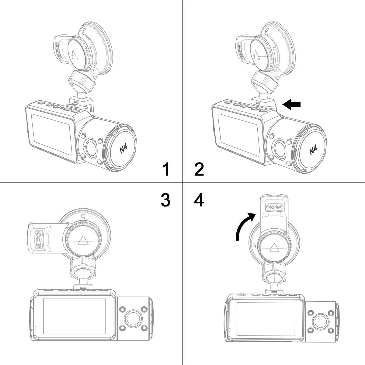 GPS Antenna Suction Cup Mount for Vantrue N4 3CH Dash Cam