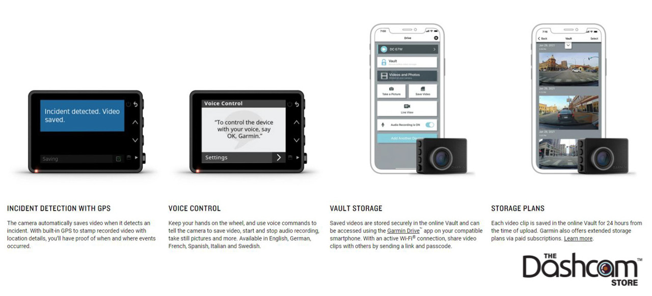 Garmin Dash Cam 67W | Compact 2K Super Wide Angle Recording
