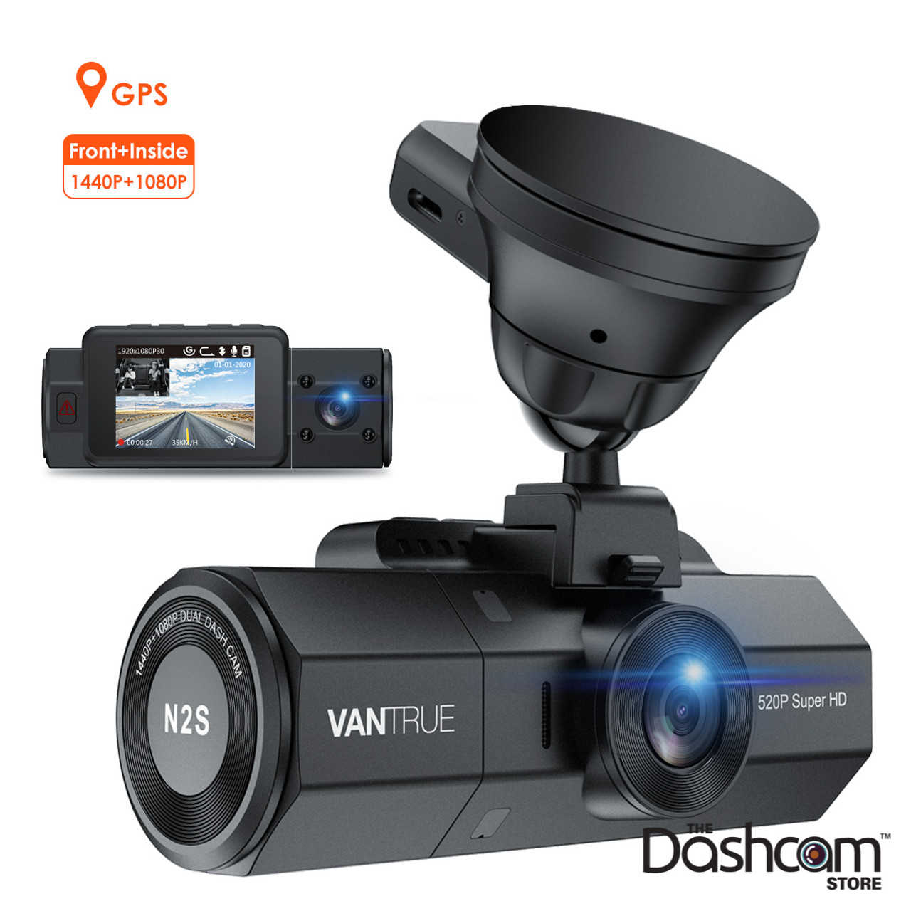 Vantrue N2S Dual Lens Dash Cam for Front & Inside Recording