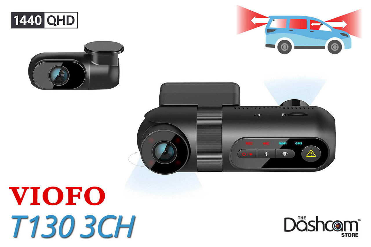 Viofo T130 3 Channel 3 Camera Car DashCam QHD 2K Front Infrared
