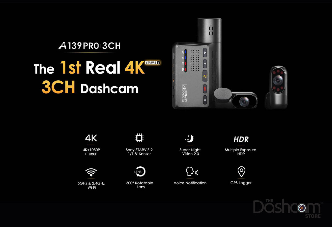 Shop VIOFO A139 3CH PRO 4K Dual Lens Dashcam with GPS & WiFi