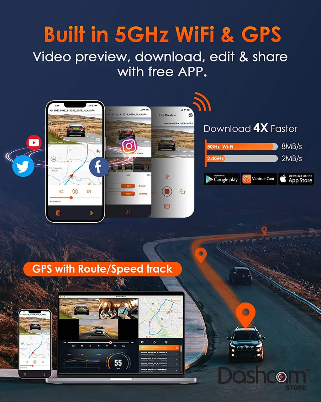 Shop Vantrue Element 3 (E3) Compact 3CH Triple-Lens Dash Cam