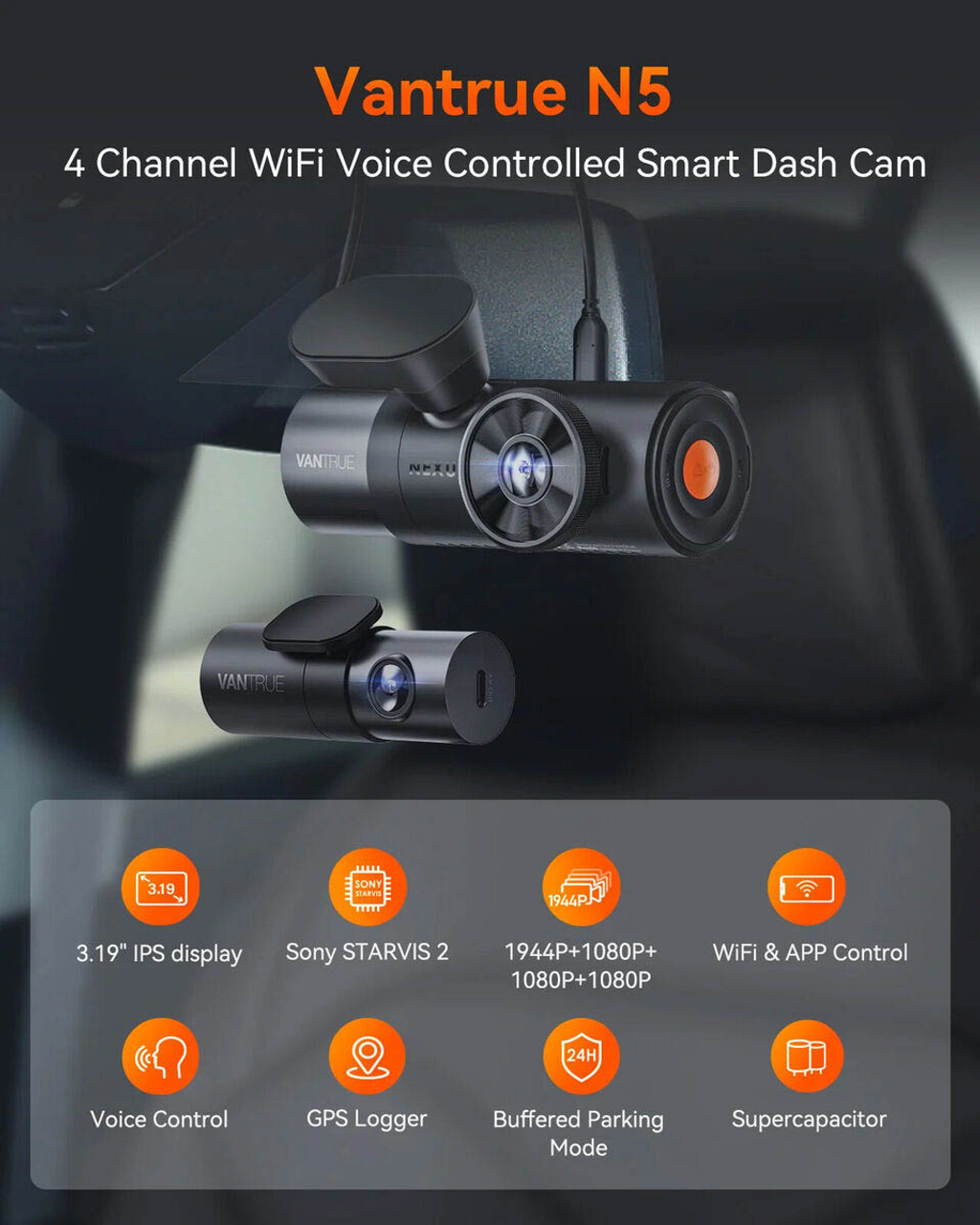 Vantrue Nexus 5 (N5) 4-CH Quadruple-Lens Dash Cam For Sale