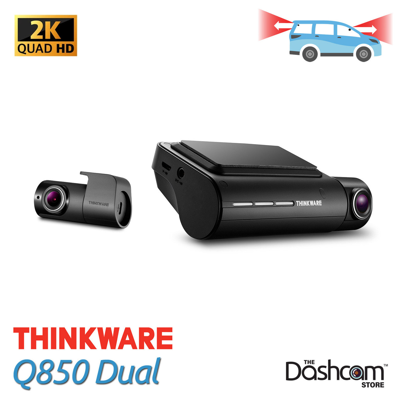 Thinkware Q850 2K QHD Front + Rear Dashcam With Wi-Fi u0026 Super Night Vision