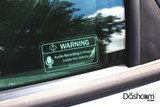 Transparent Warning Sticker | Audio Recording May Be In Progress In This Vehicle | On-Car Photo, Outside View