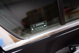 Transparent Warning Sticker | Audio and Video Recording May Be In Progress In This Vehicle | Inside-mounted version (mounts inside glass surface) View from the Left Close Up