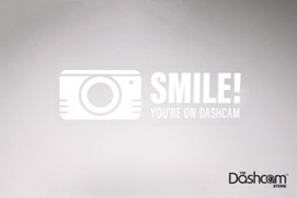 "Smile, You're On Dashcam" | Transparent Window Sticker by The Dashcam Store™