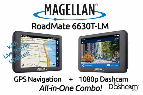 Magellan RoadMate 6630T-LM GPS Navigation (with Traffic) plus 1080p Video Dashcam All-in-one Combo