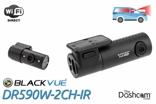 BlackVue DR590W-2CH-IR 1080p Dual-Lens Dashcam for Front and Night-vision Inside Audio and Video Recording with WiFi