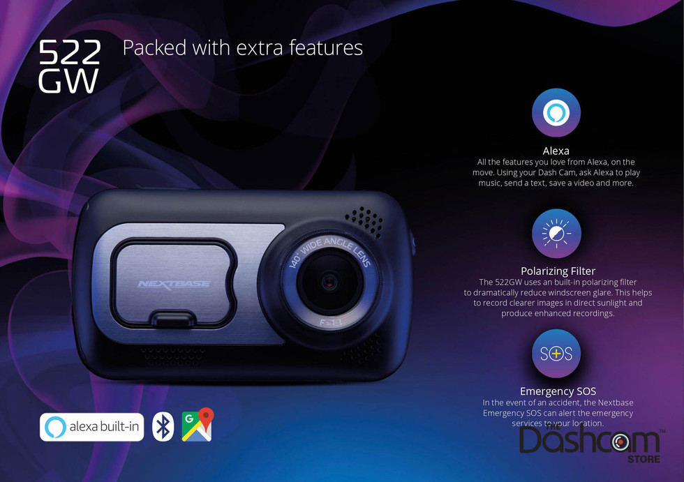 Nextbase 522GW Quad HD Dash Cam With  Alexa WiFi