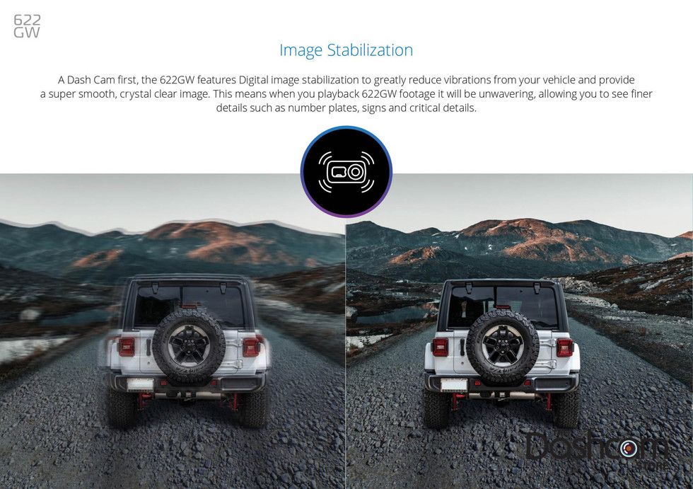 Nextbase 622GW Dash Cam Image Stabilization Feature Graphic