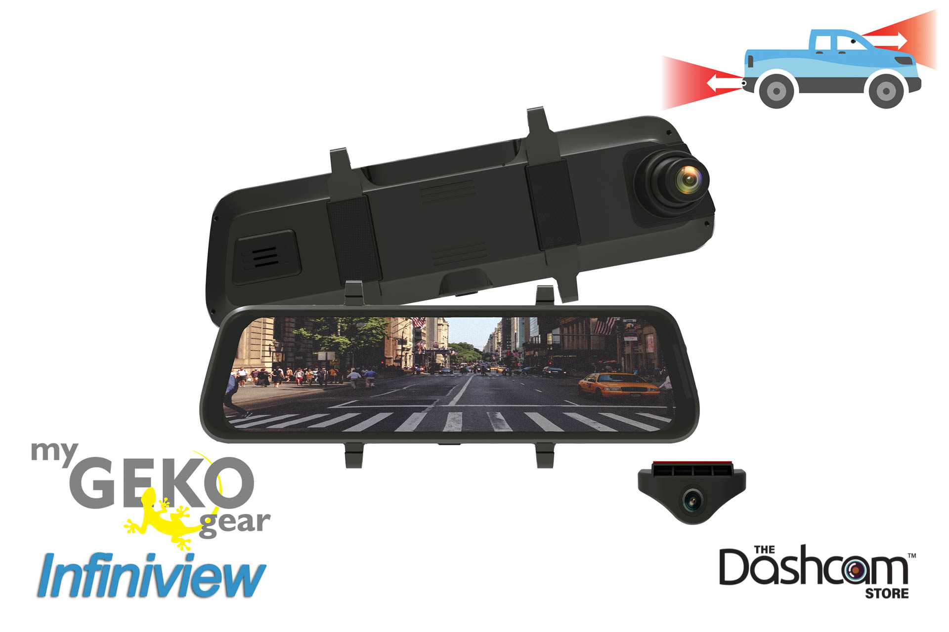 Mygekogear Infiniview Digital Rearview Mirror Dual Lens Dashcam