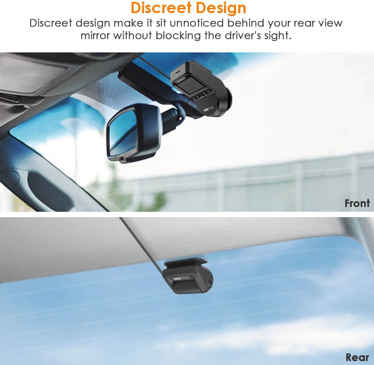 Vantrue S1 Dual Lens Dash Cam for Front and Rear Recording