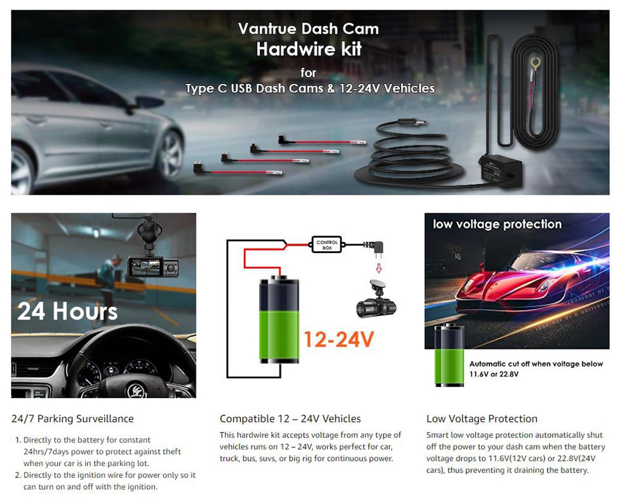 Hardwire Kit Diy Dashcam Shop Vantrue N4 PRO Dash Cam