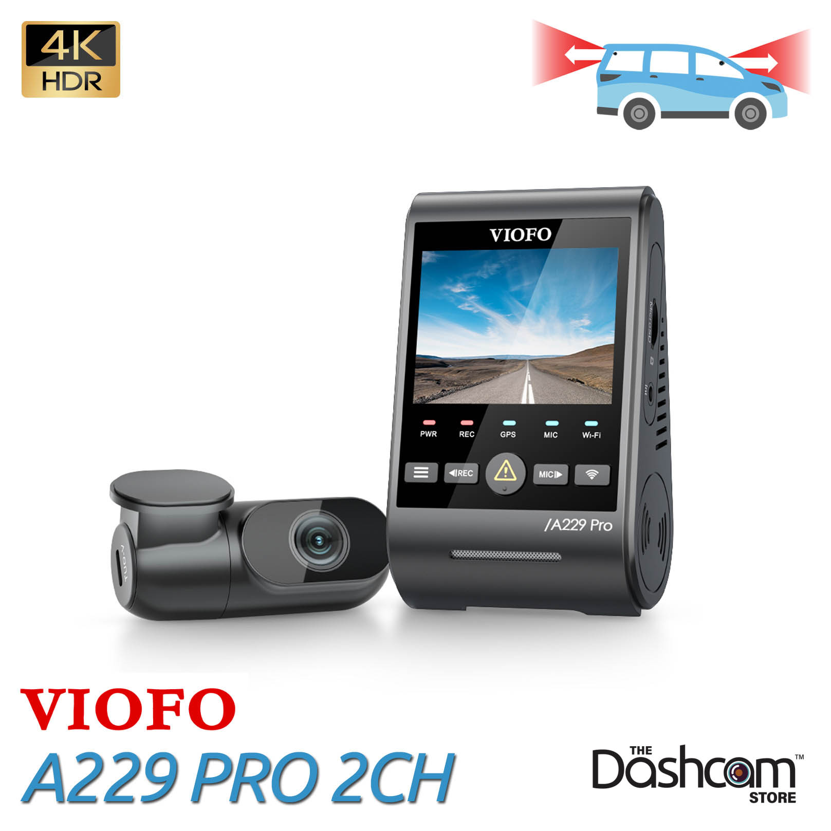 VIOFO A229 Pro Duo  4K Front + 2K Rear Smart Dash Cam w/ GPS