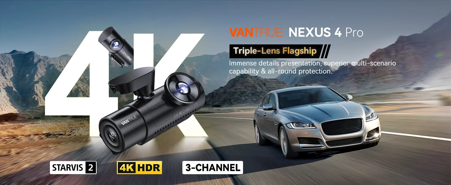 Vantrue Nexus 4 Pro (N4 Pro) 3-channel 4K Advanced Dashcam