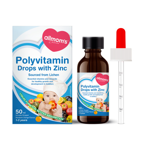 Allmom's Choice Polyvitamin Drops with Zinc for children medicinal ingredients, easy to talk liquid form, for children 1-3 years old Allmom's Choice Polyvitamin Drops with Zinc for children medicinal ingredients, easy to talk liquid form, for children 1-3 years old