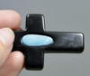 Black Agate and Opal Gemstone Cross Bead Pendant #1