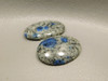 Cabochons K2 Azurite Stone Semi Precious Matched Pair Gemstone #24