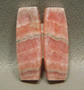 Pink Rhodochrosite Matched Pair Cabochon  bowed rectangle bar #13