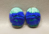 Azurite-Malachite Matched Pairs Earrings Cabochons Blue Green #31