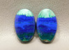 Azurite Malachite Matched Pairs Earrings Cabochons Ovals #34