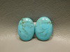 Turquoise Gemstone Blue Ovals Matched Pair Cabochon Stones #15