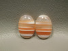 Orange Carnelian Agate Stones Cabochons Banded Matched Pairs #8