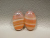 Striped Orange Carnelian Agate Cabochons Earring Matched Pairs #9