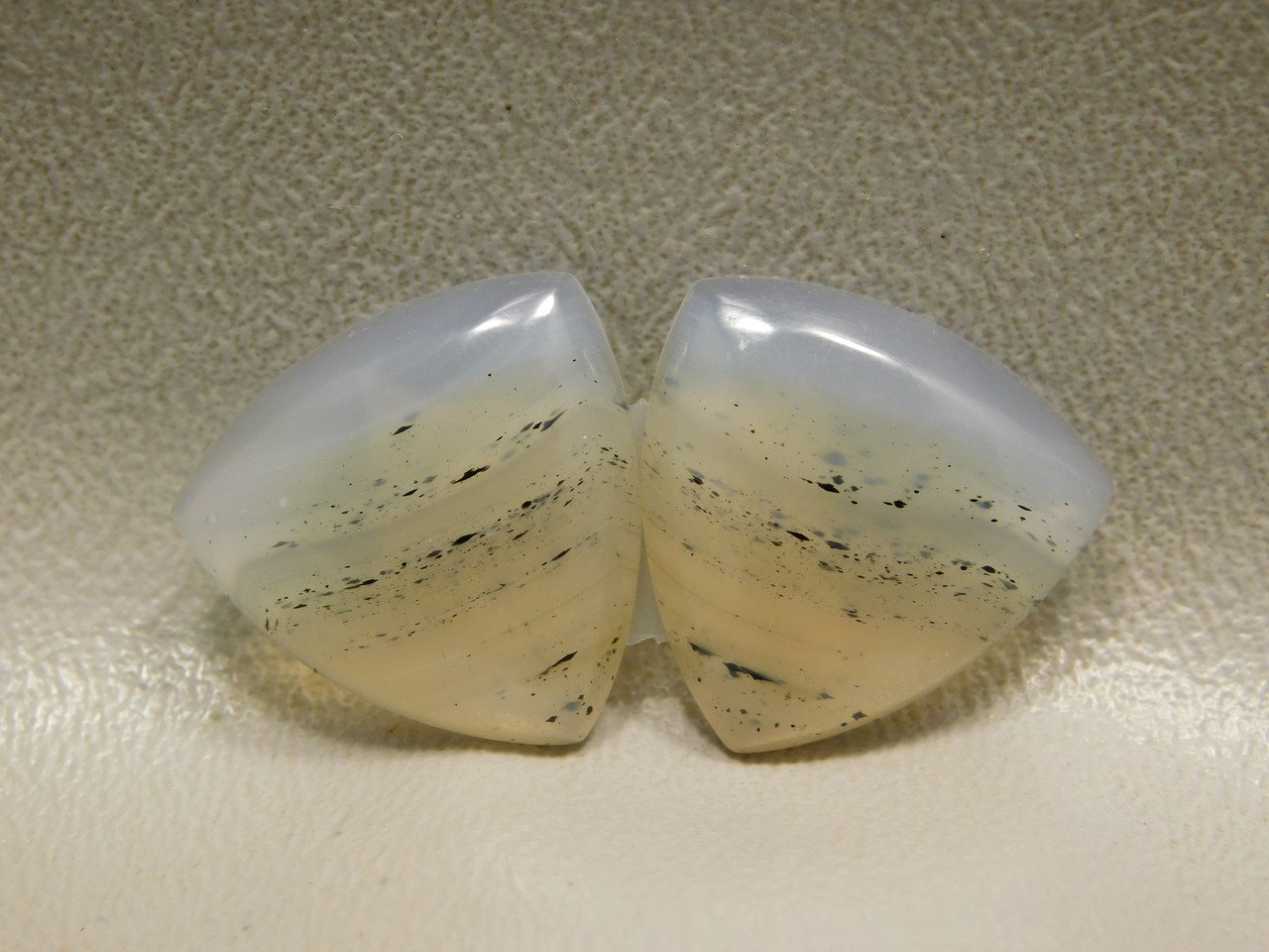 Montana Agate Matched Pair Cabochons  20 mm Trillion #11