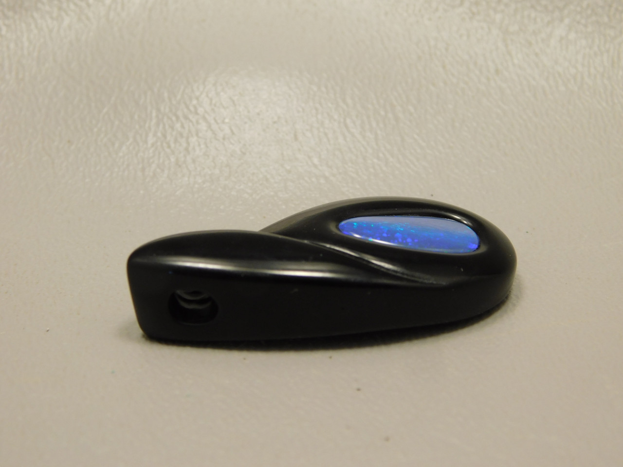 Black Agate and Opal Gemstone Bead Pendant #9