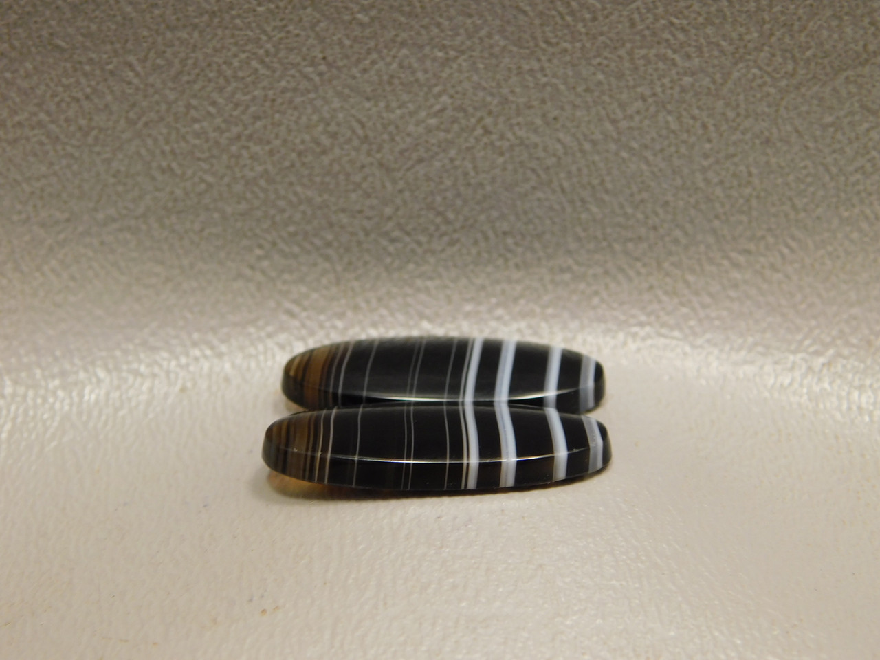 Tuxedo Agate Dyed Black Matched Pair Stone Cabochons #10