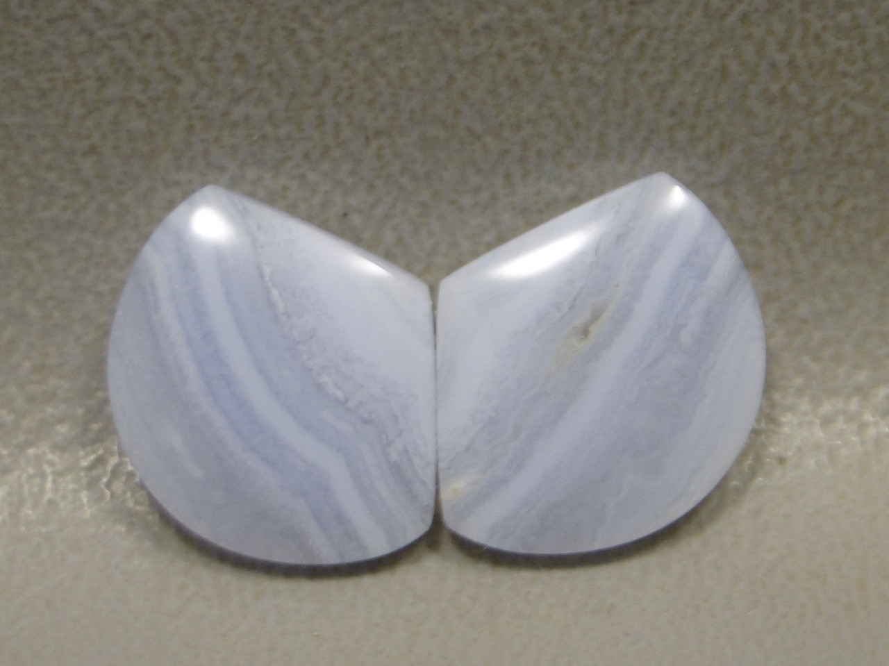 Blue Lace Agate Cabochons Matched Pair Designer Gemstone  #20