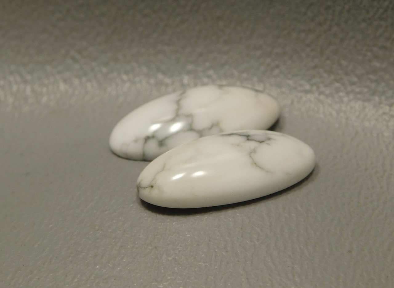 Cabochons Howlite Matched Pair Stones White Semi Precious #5