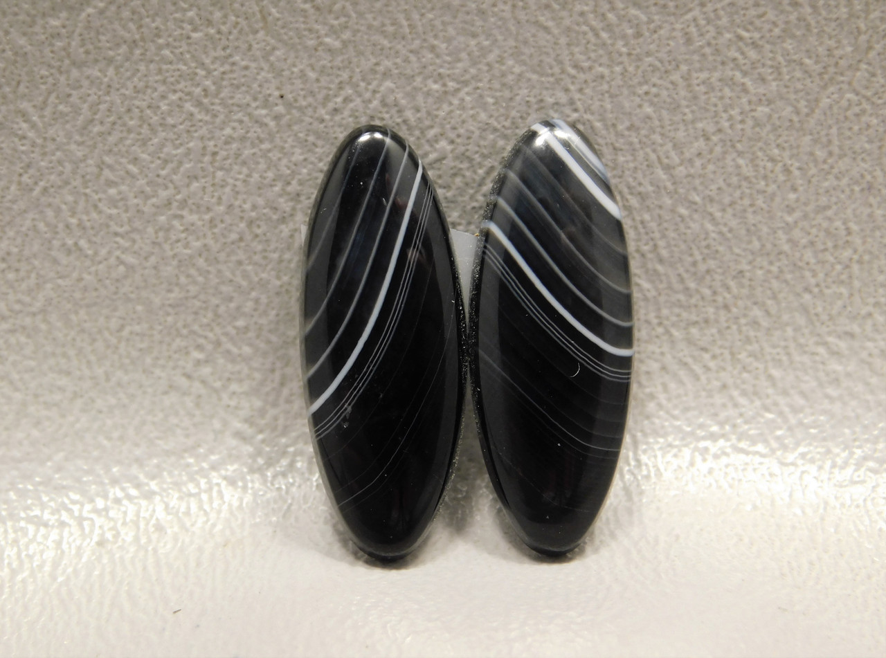 Cabochons Tuxedo Agate Semi Precious Matched Pair Stones #22