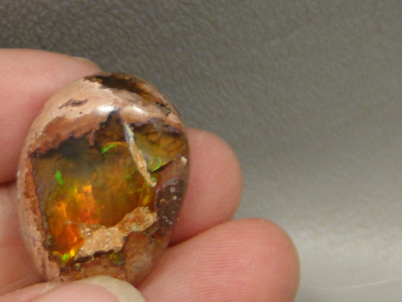 Iridescent Mexican Fire Opal Cabochon Semi Precious Gemstone #22