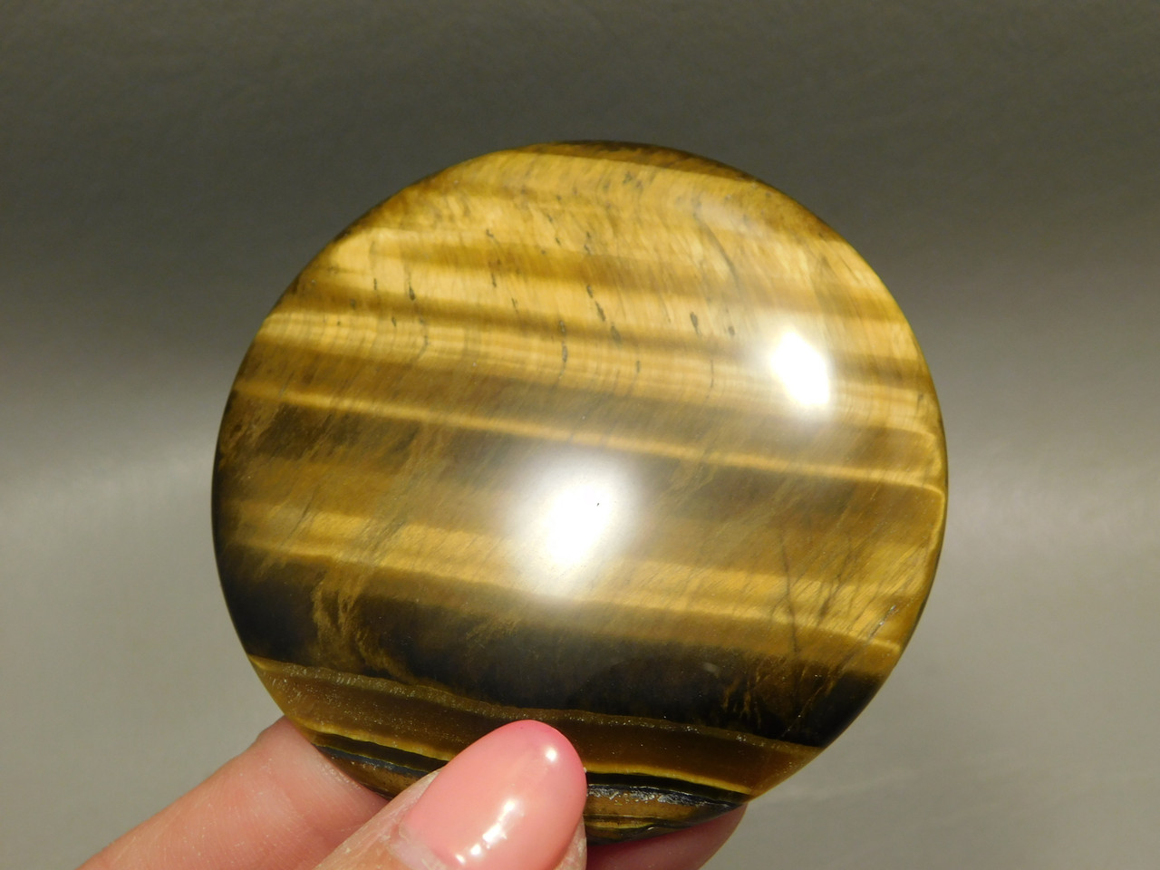 Large Round 58.5 mm Tiger Eye Tigereye Tiger's Eye Cabochon #1