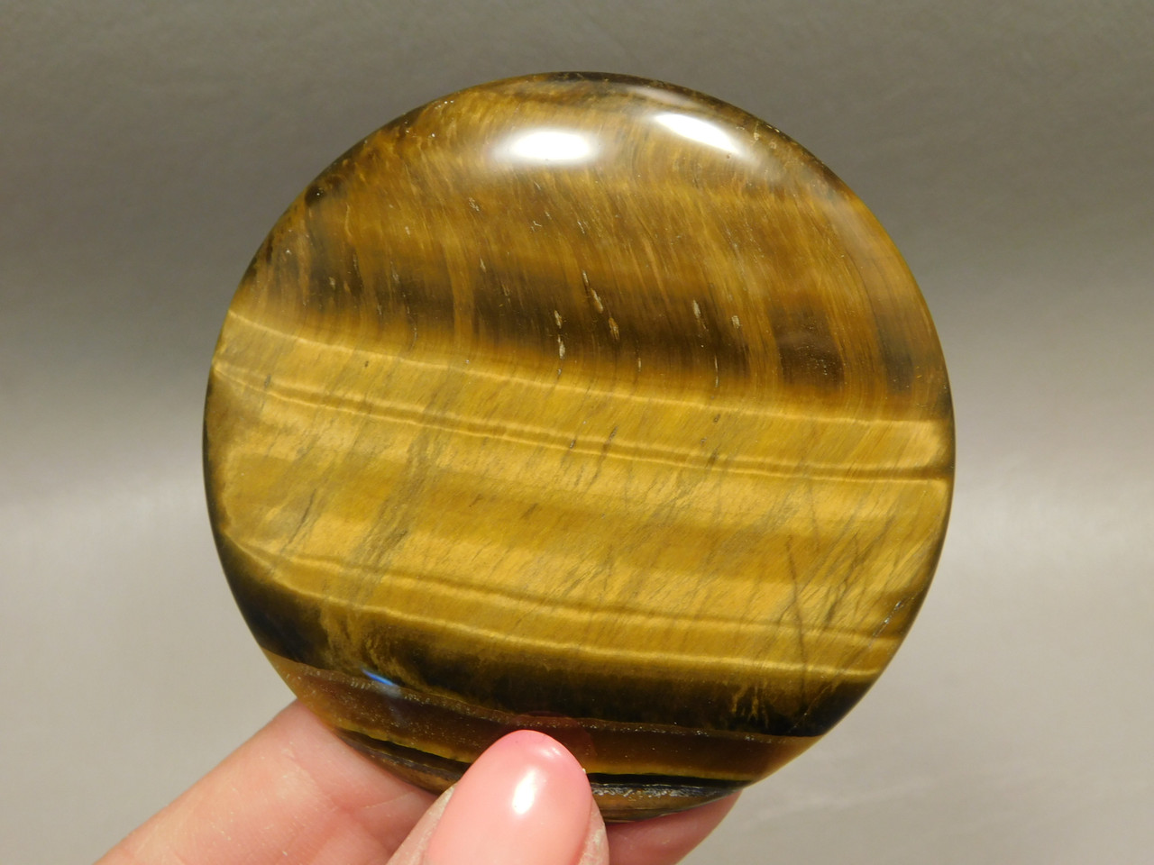 Large Round 58.5 mm Tiger Eye Tigereye Tiger's Eye Cabochon #1