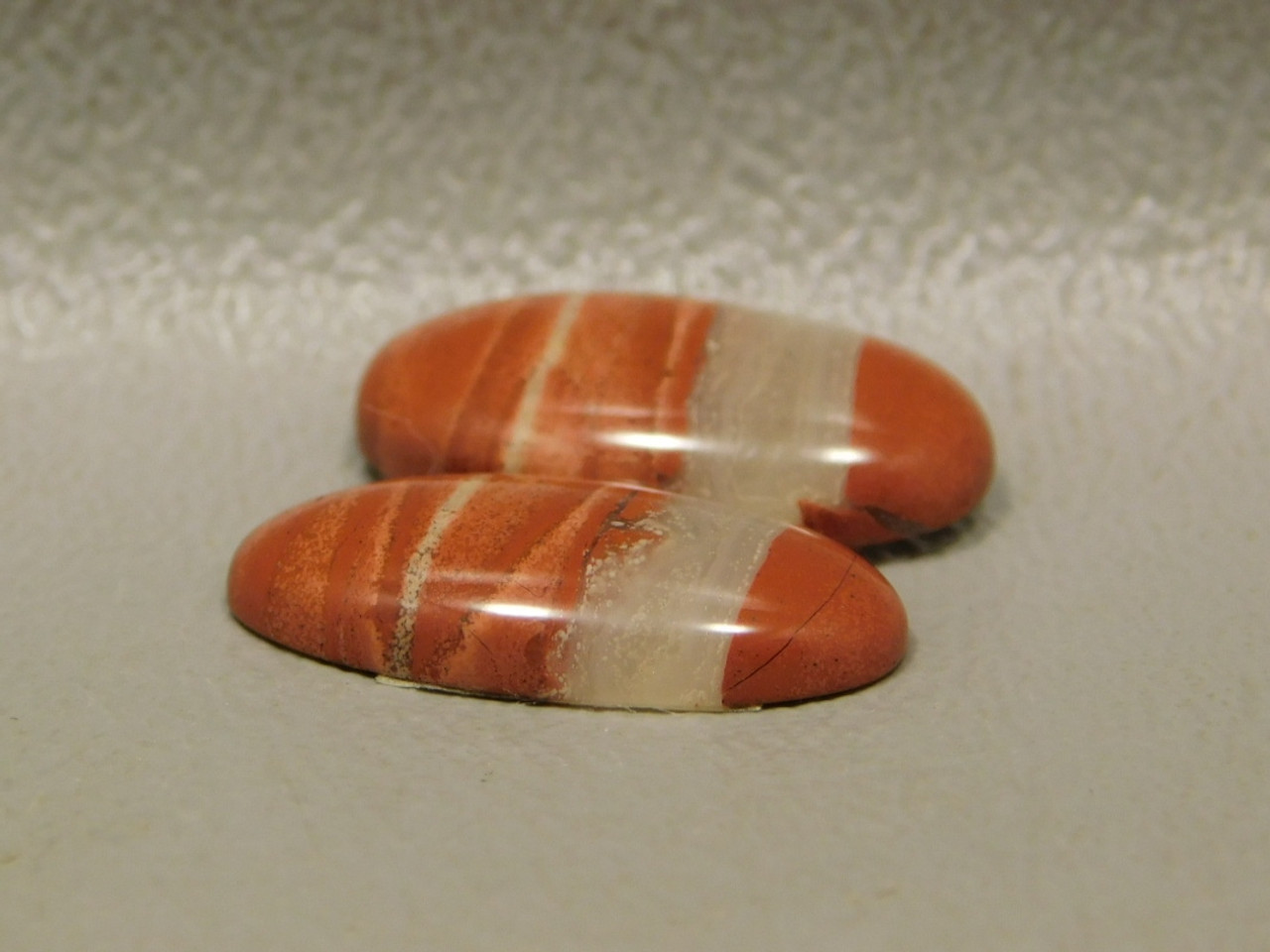 Red Jasper Matched Pairs White Striped Stone Cabochons #6