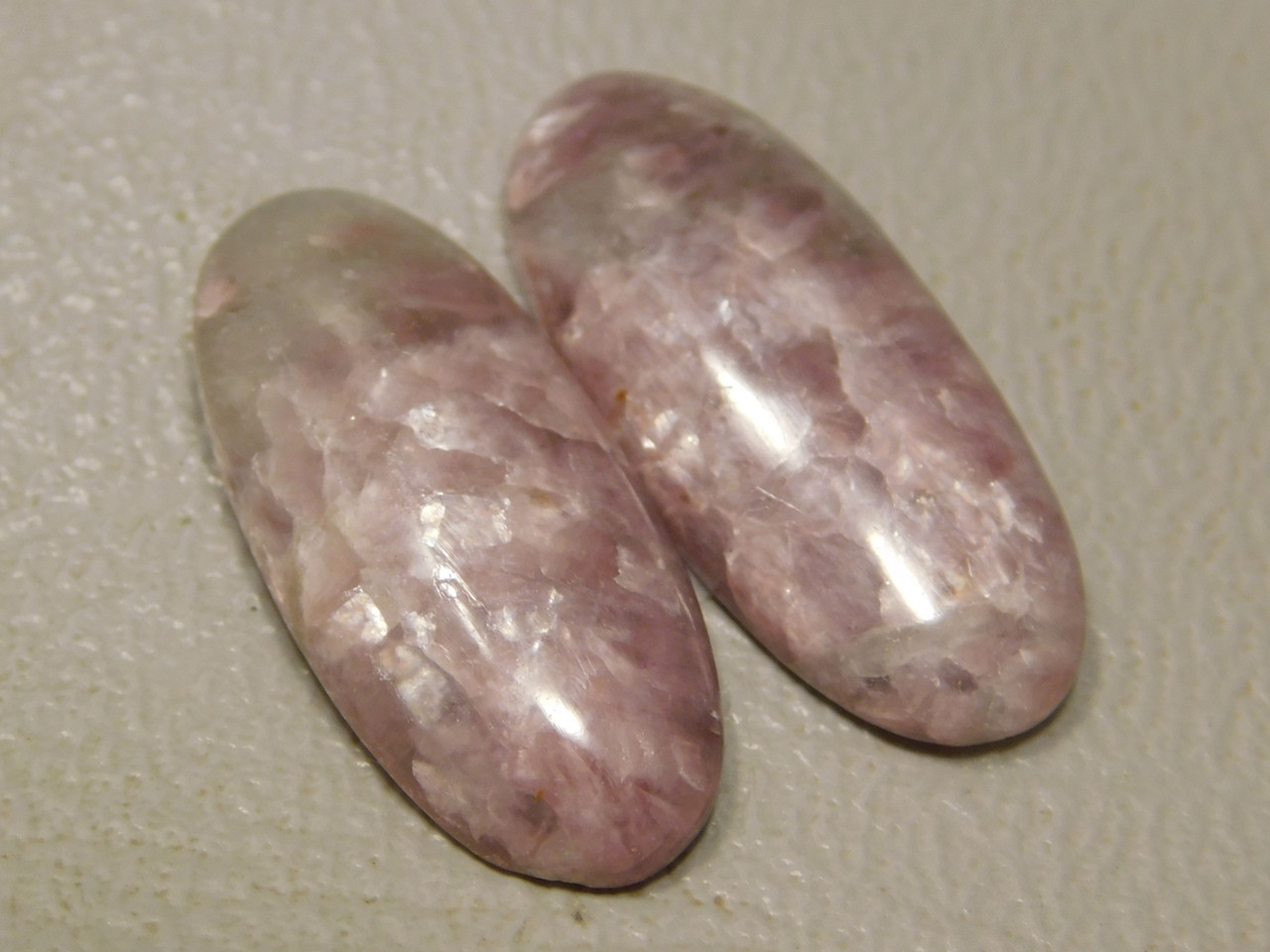 Oval Purple Lepidolite Matched Pair Stones Cabochons #6