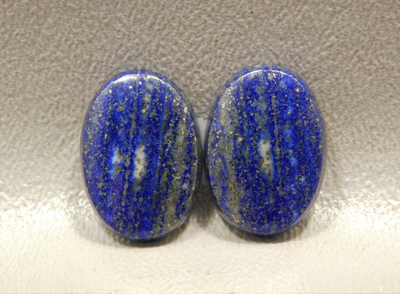 Natural Blue and Gold Lapis Lazuli Matched Pair Stone Cabochons #1