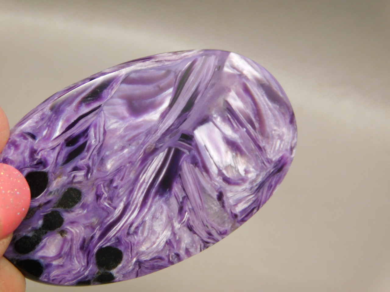Oval Cabochon...25x8x6 mm..10 Cts...#H895 Lilac Charoite Cabochon..